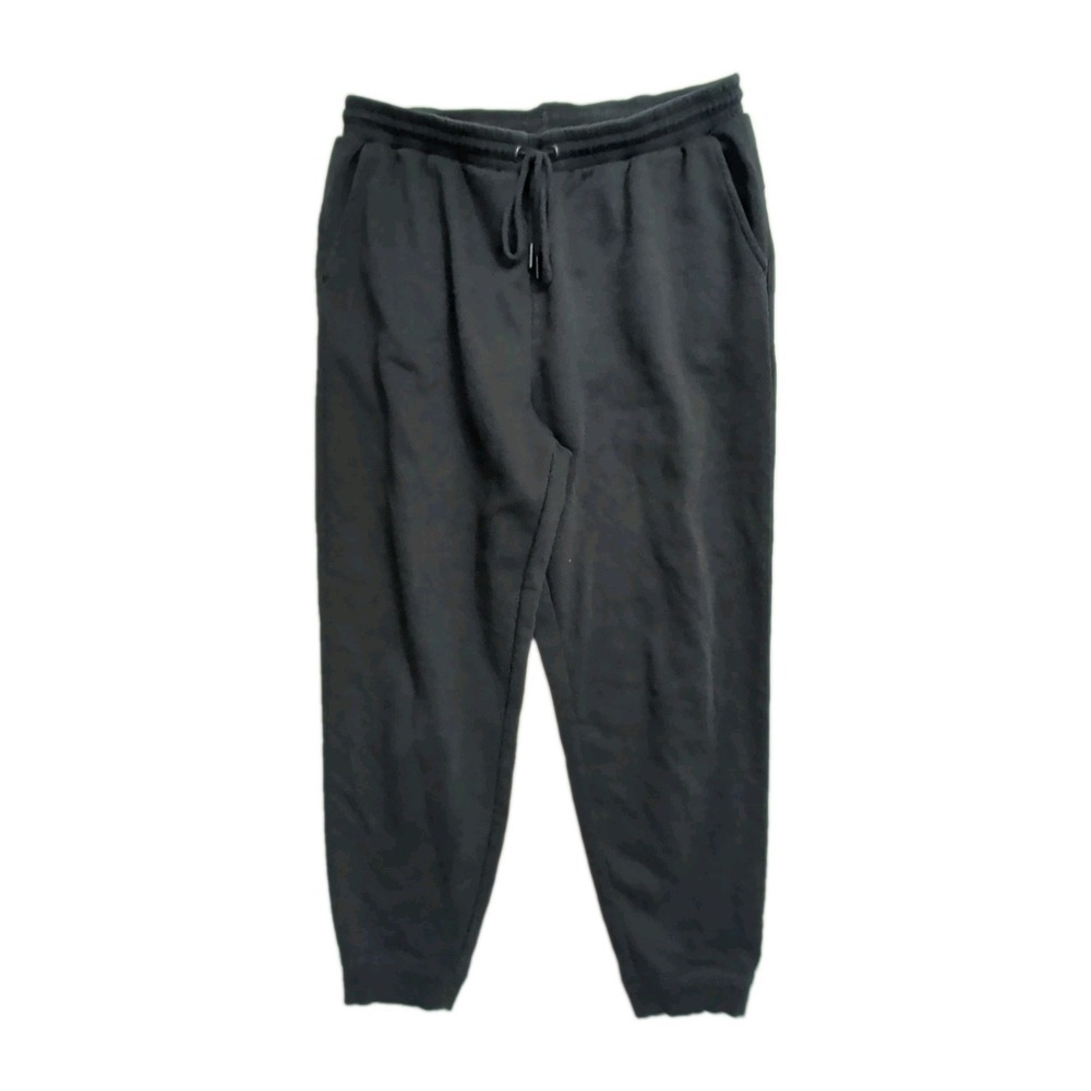 Banana Republic Jogger Sweatpants Mens L Black Fleece Lined Drawstring Pockets